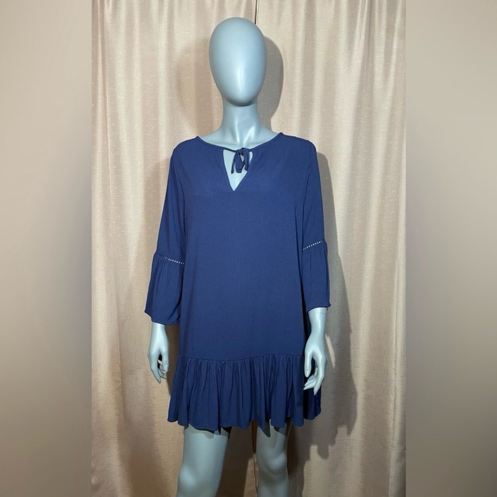 NWT Draper James Small Elegant  Long Sleeve Blue Swim Coverup Dress